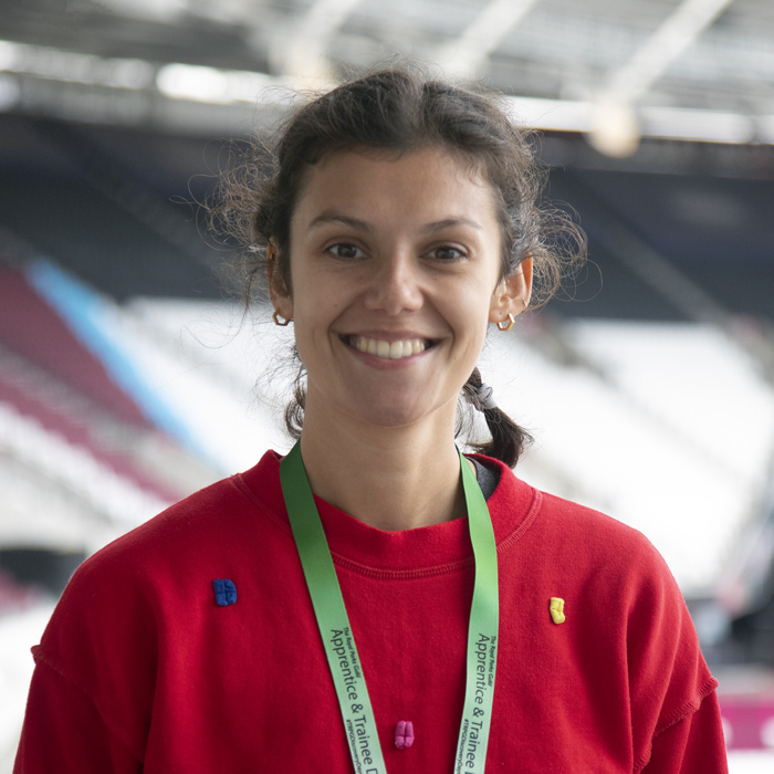 A trainee inside Olympic Stadium - home of West Ham United